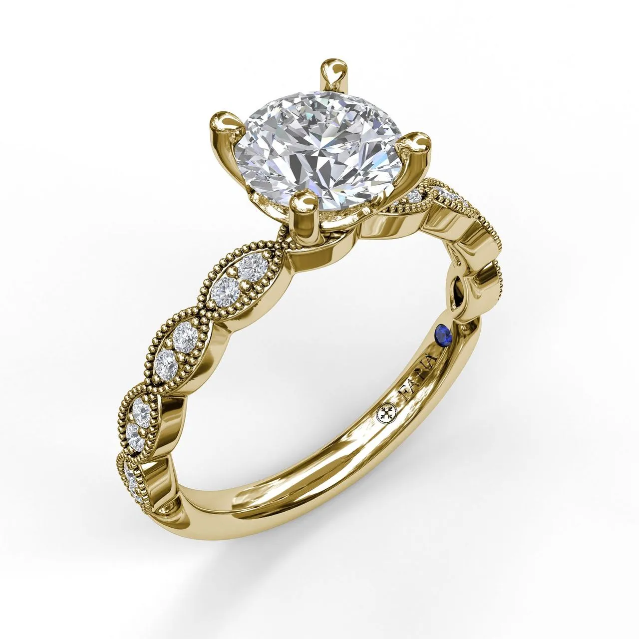 Fana Classic Diamond Engagement Ring with a Delicate Milgrain Edge 3038