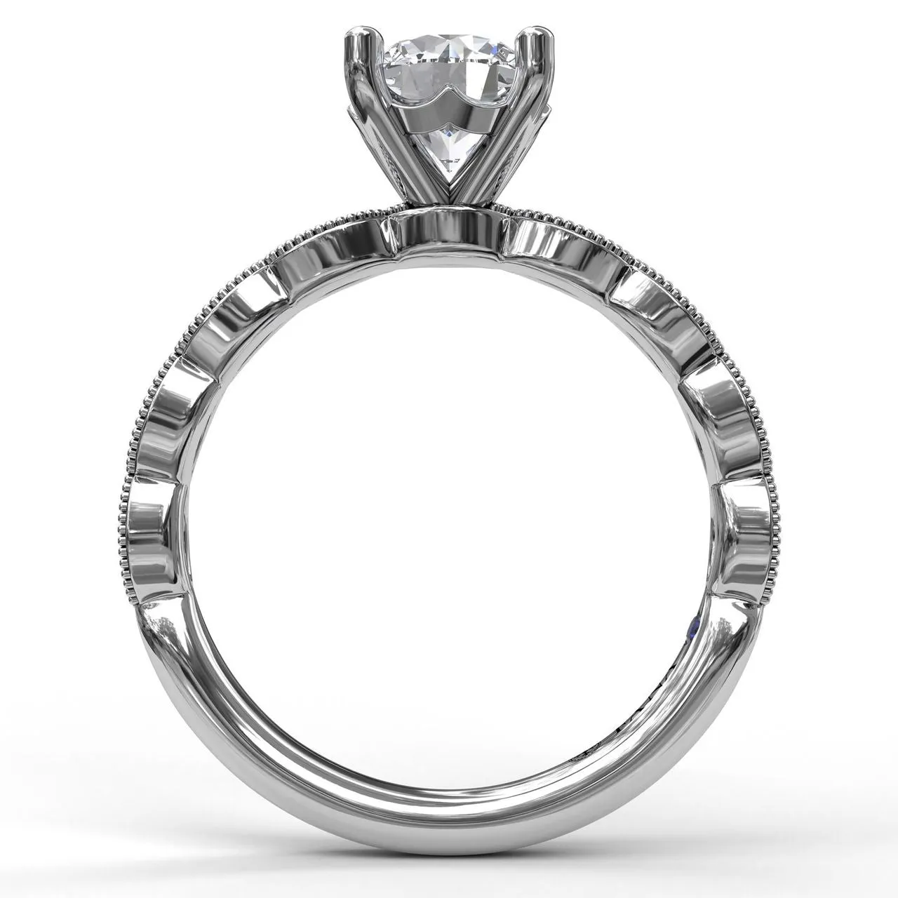 Fana Classic Diamond Engagement Ring with a Delicate Milgrain Edge 3038