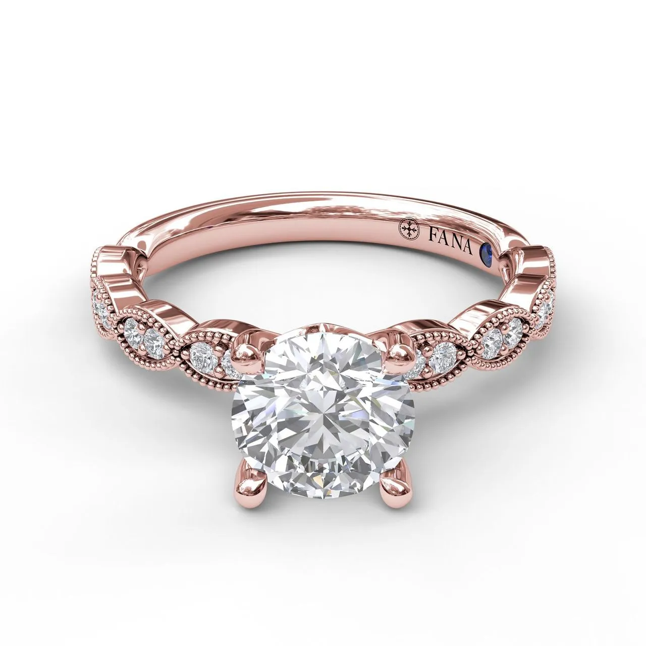 Fana Classic Diamond Engagement Ring with a Delicate Milgrain Edge 3038