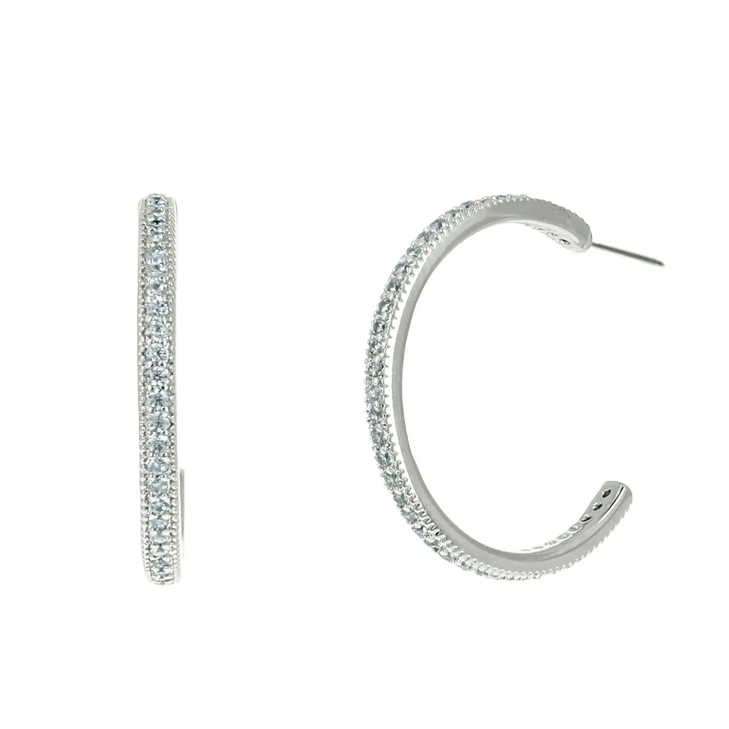 Fanny 20mm CZ Silver Hoop Earrings