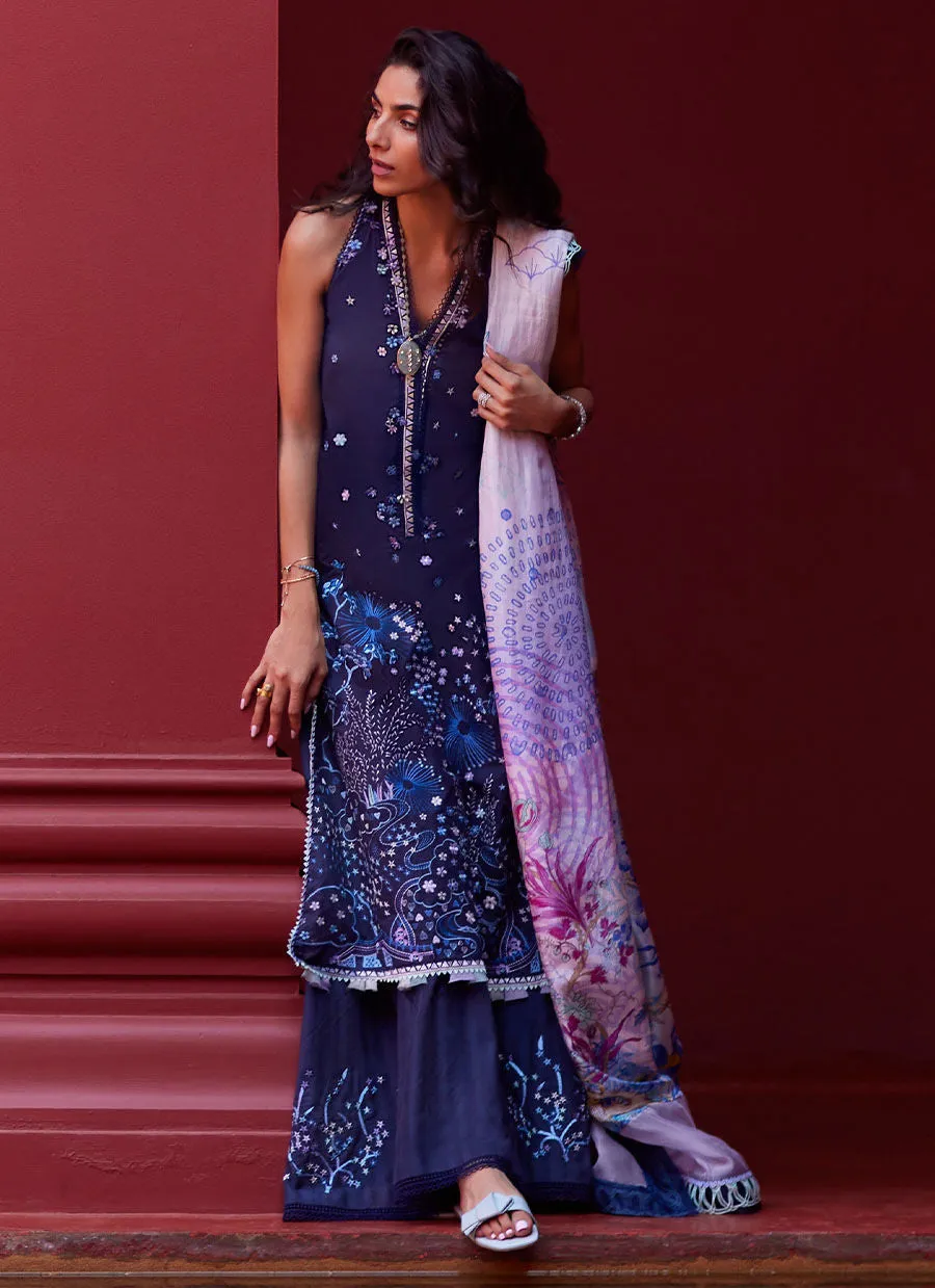 Farah Talib Aziz Suay Luxury Lawn Collection – Izea Blue