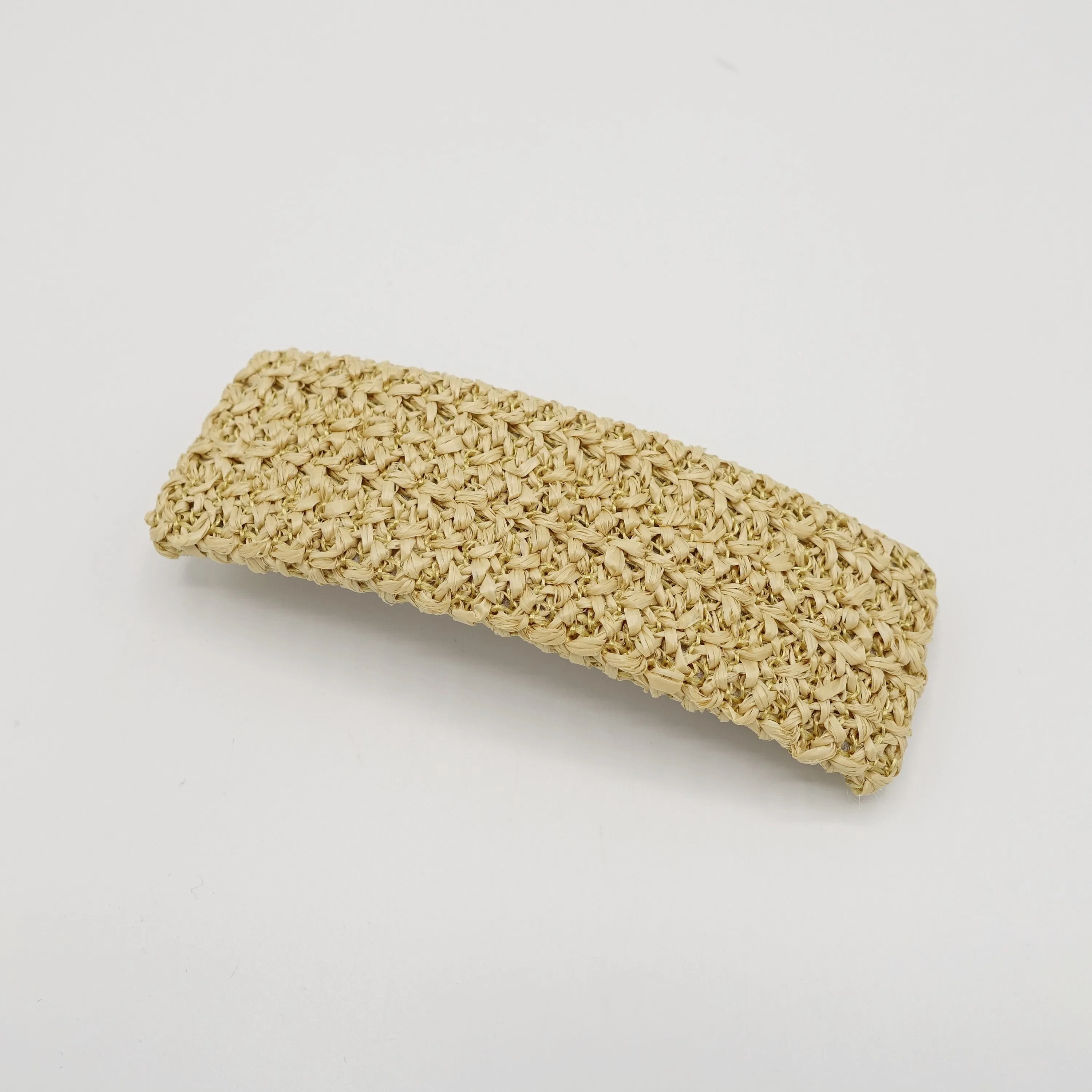 faux straw threaded rectangle hair barrette natural hair accessory