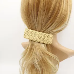 faux straw threaded rectangle hair barrette natural hair accessory