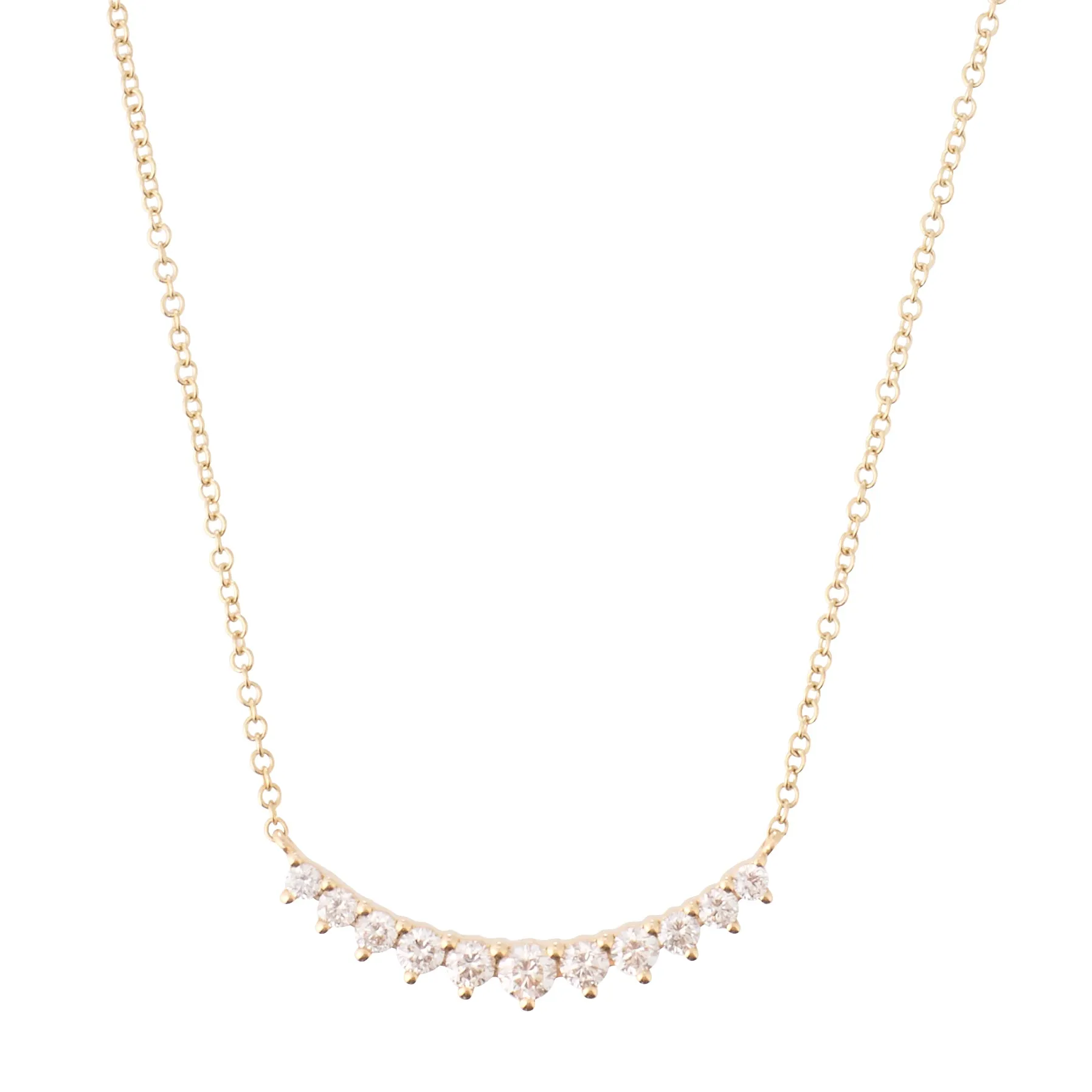 Floating Bezel Diamond Crescent Necklace