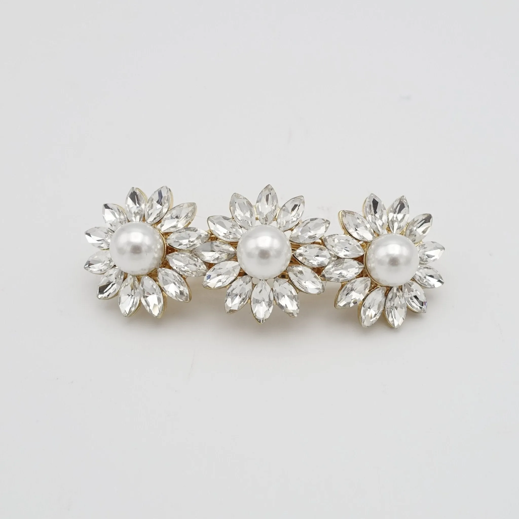 flower pearl rhinestone small hair barrette cute women hair accessory