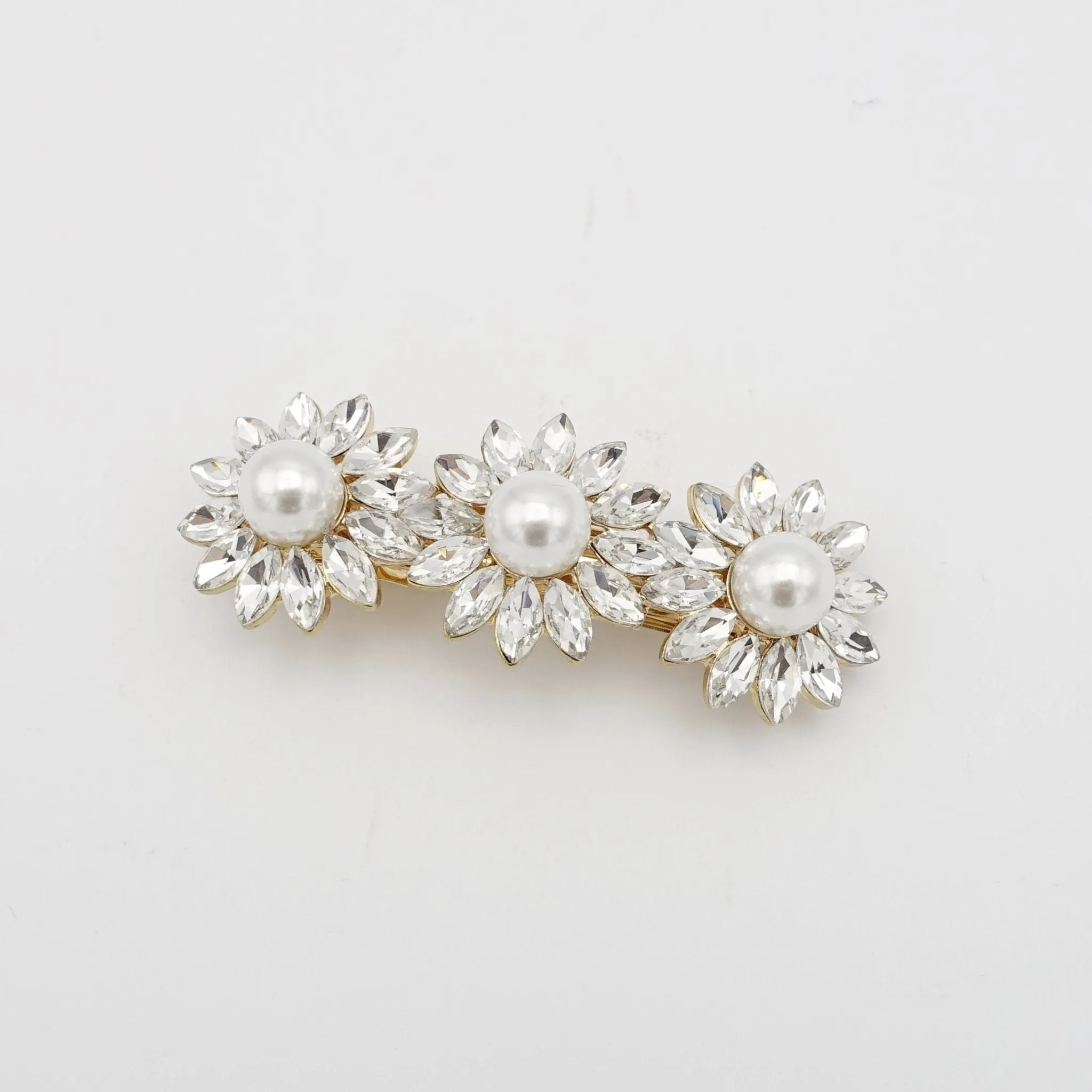 flower pearl rhinestone small hair barrette cute women hair accessory