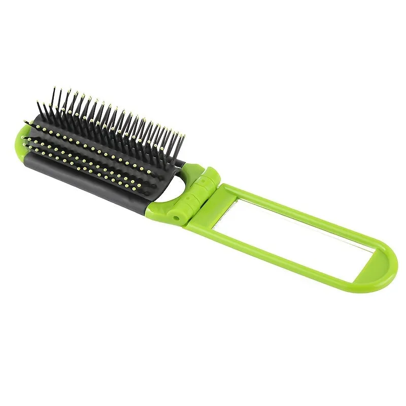 Foldable Travel Hair Comb with Mirror for Portable Styling