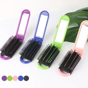 Foldable Travel Hair Comb with Mirror for Portable Styling