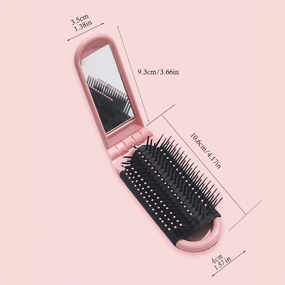 Foldable Travel Hair Comb with Mirror for Portable Styling