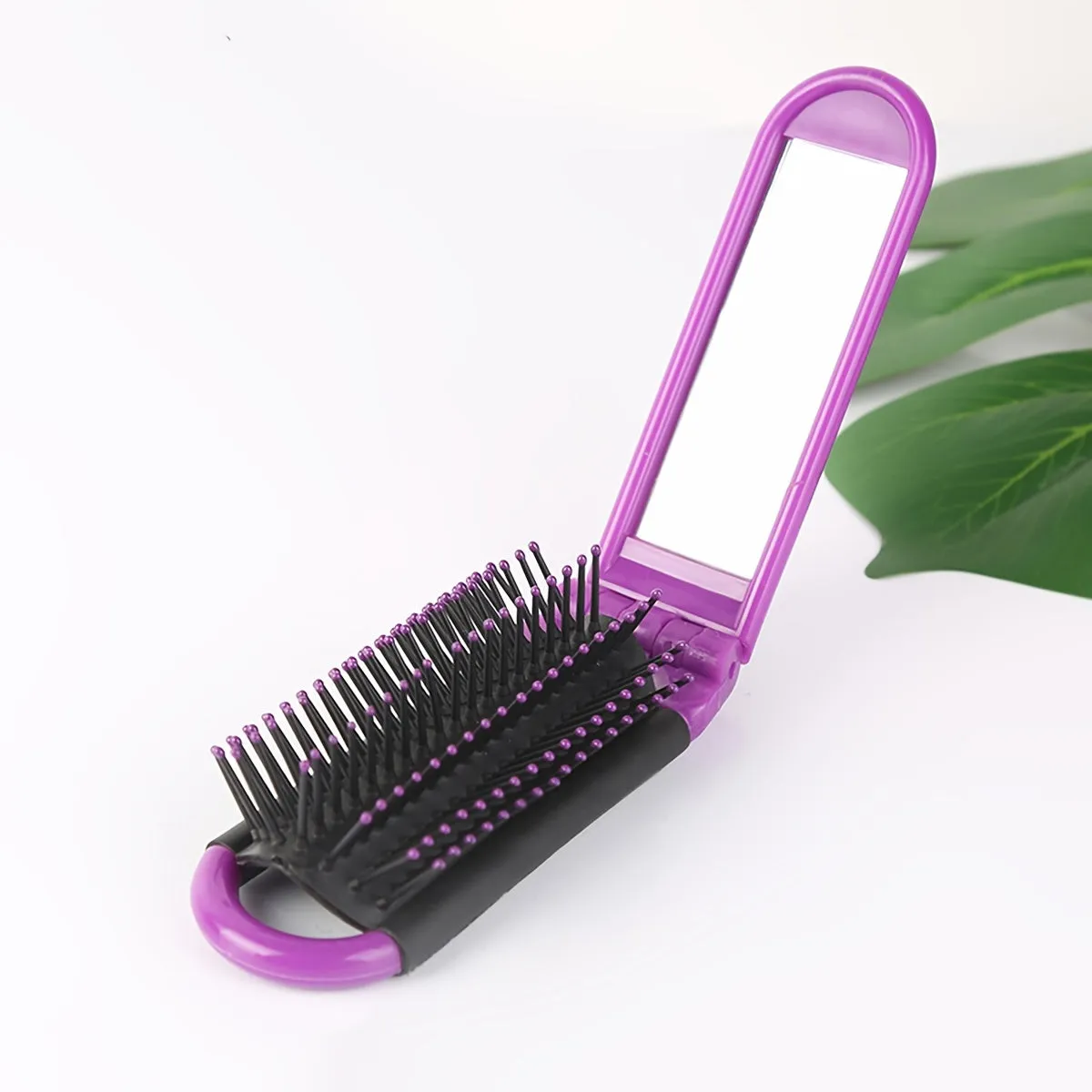 Foldable Travel Hair Comb with Mirror for Portable Styling