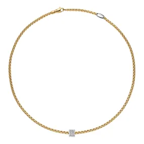 FOPE 18K Yellow Gold Eka Tiny Collection Diamond Necklace, 17 inch