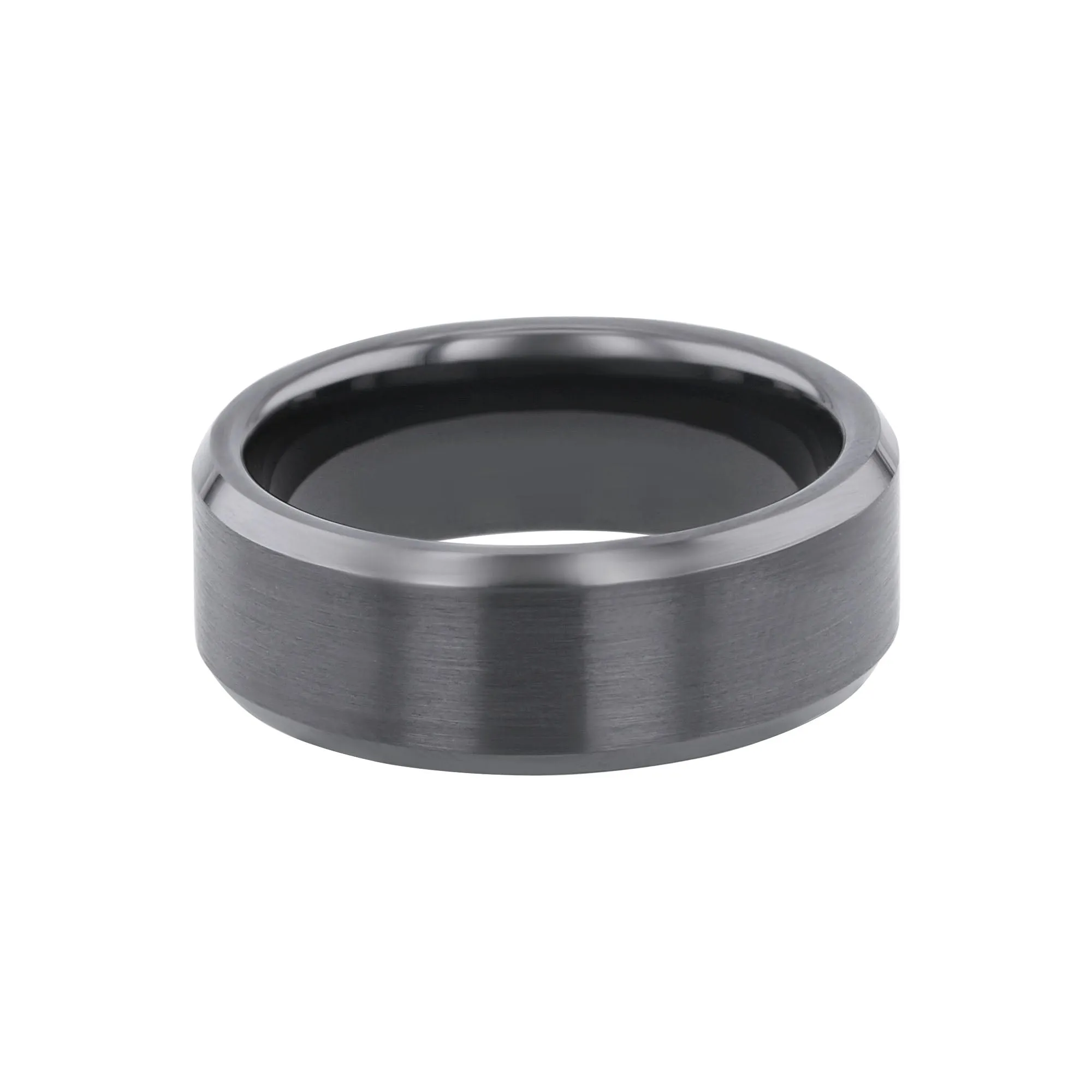 Fraser Black Ceramic Beveled Wedding Ring - 8mm