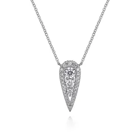 Gabriel 14K White Gold Inverted Teardrop Diamond Pendant Necklace NK6013W45JJ