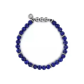 Gabriel & Co. Lapis Lazuli Bujukan Beaded Bracelet in Sterling Silver