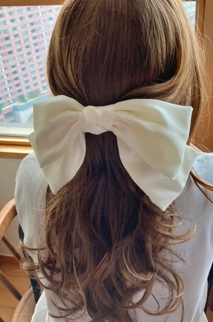 giant satin hair bow droopy stylish women hair accessory