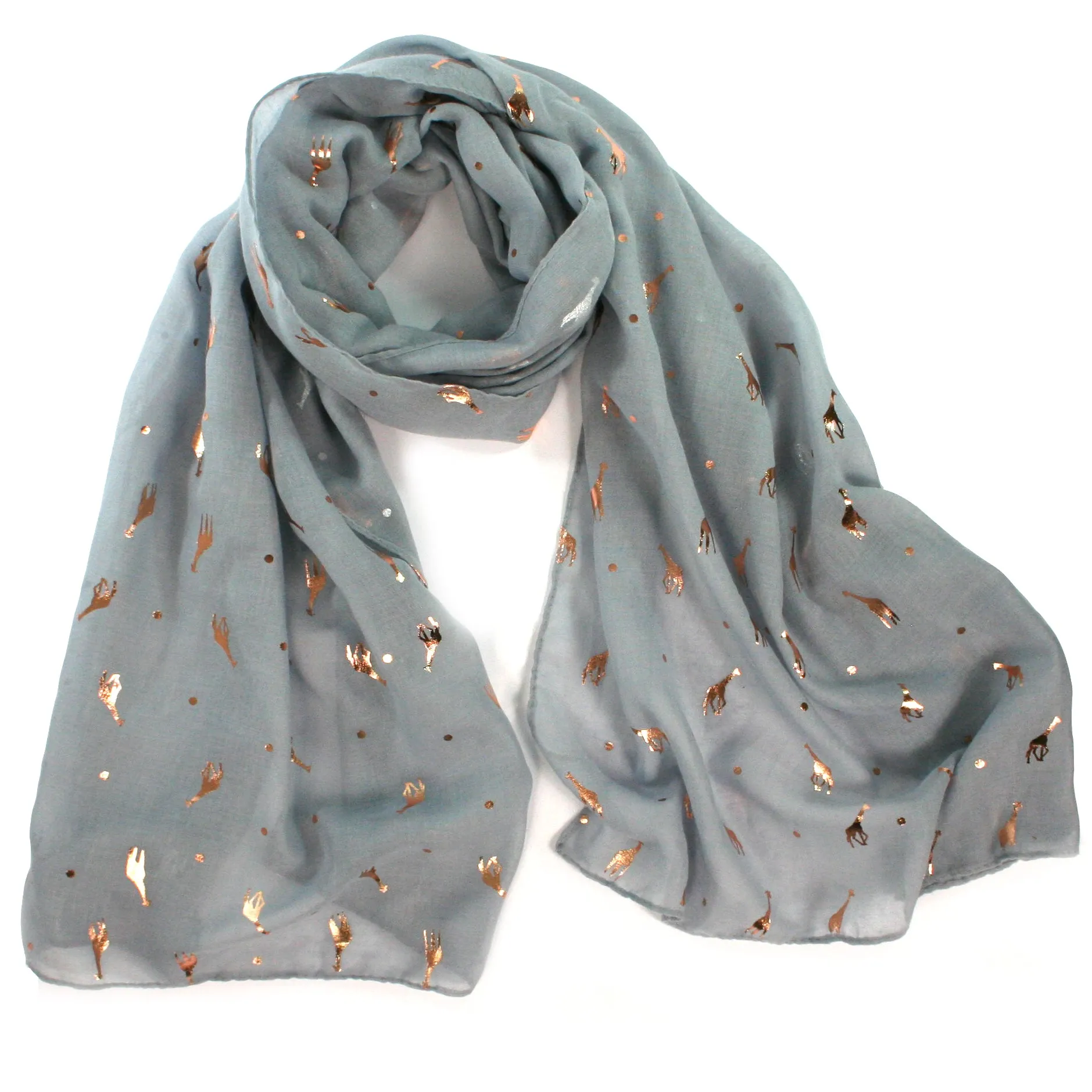 Giraffe Scarf - Rose Gold on Grey