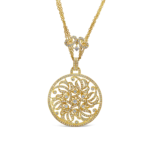 Gold & Diamond Disc Style Necklace