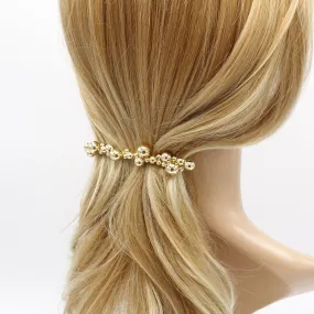 gold ball beaded hair barrette for women