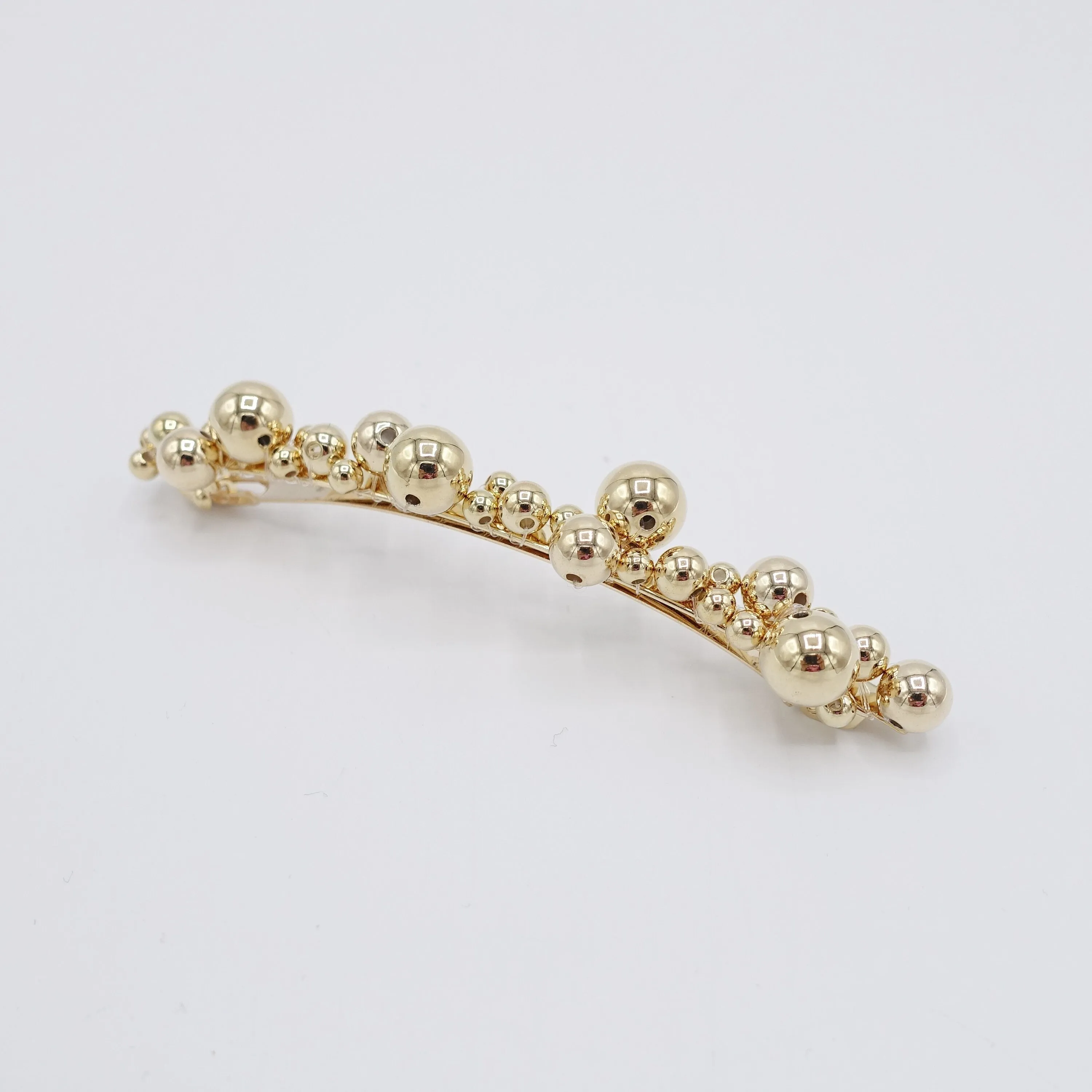 gold ball beaded hair barrette for women