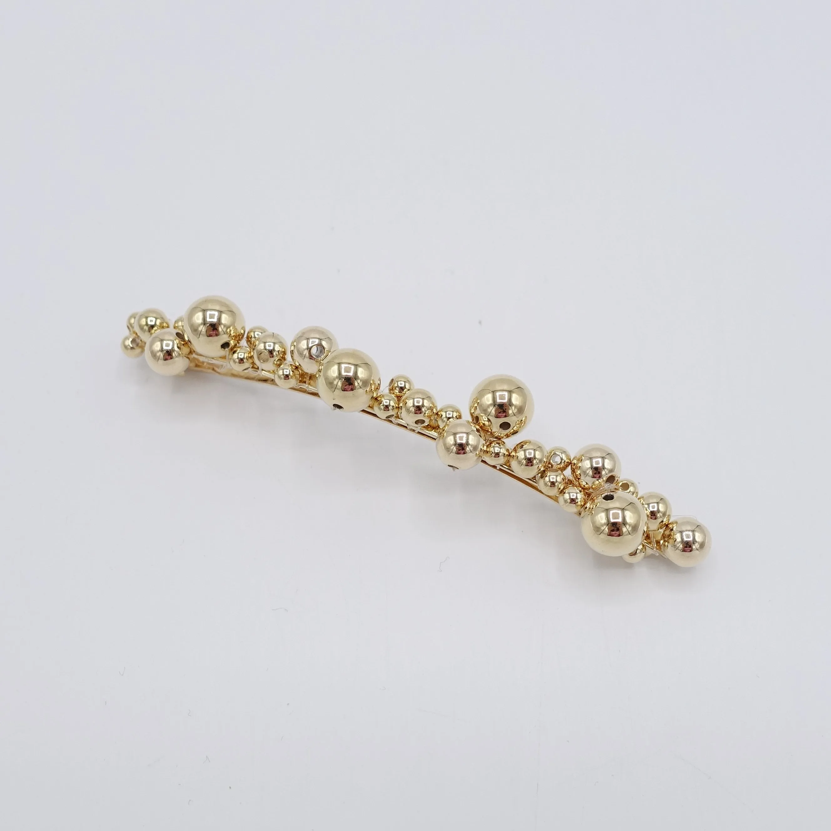 gold ball beaded hair barrette for women