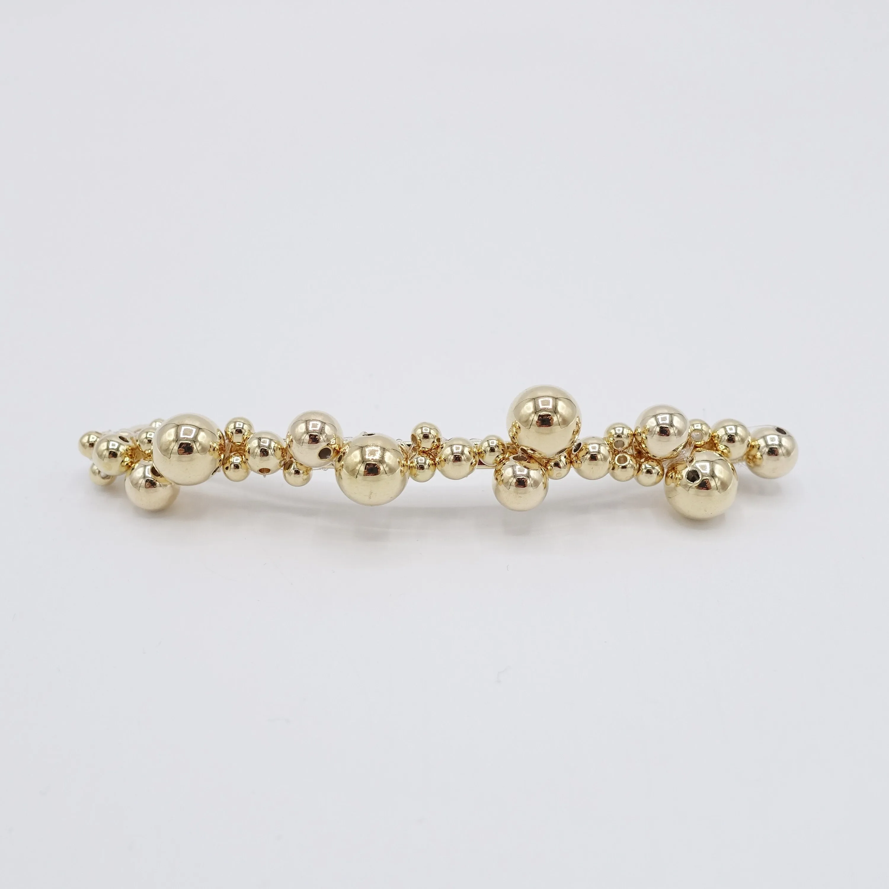 gold ball beaded hair barrette for women