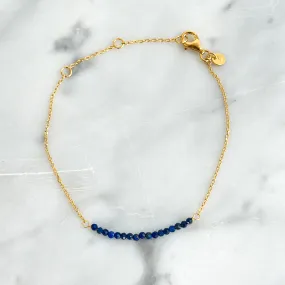 Gold Bracelet with Lapis Beads