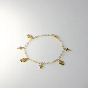 Gold Hamsa And Cross Bracelet Model-AB774