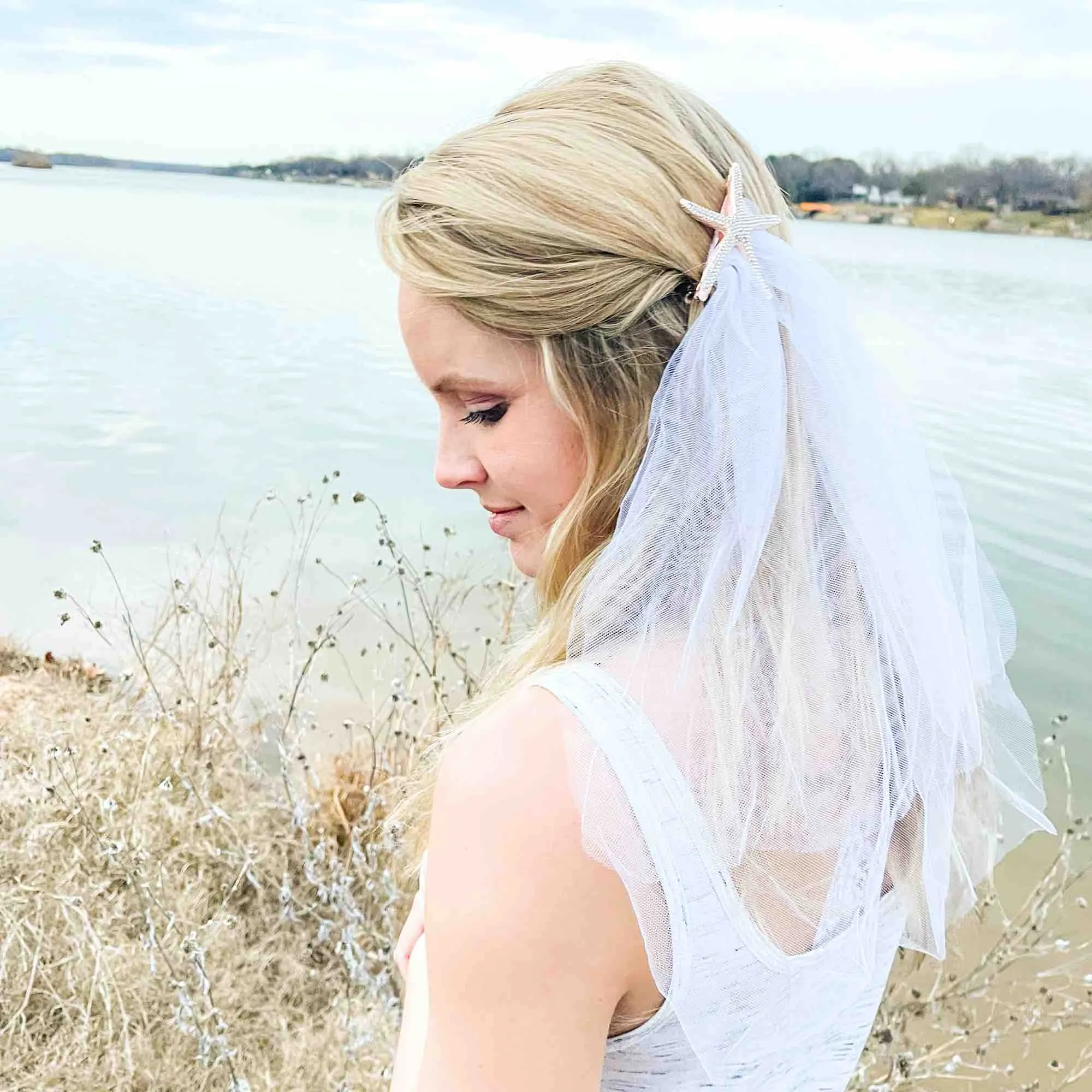 Gold Rhinestone Starfish Veil