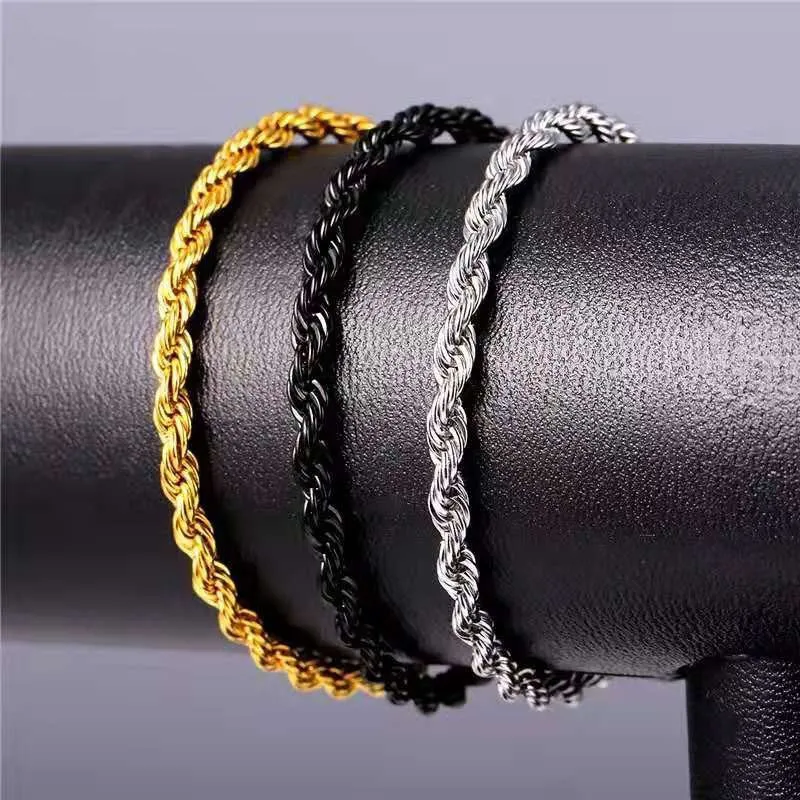 Gold Silver Black Rope Chain Bracelet, Chunky Twisted Bracelet, Thick Rope Chain, Twist Bracelet, Rope Bracelet, Minimal Rope Bracelet