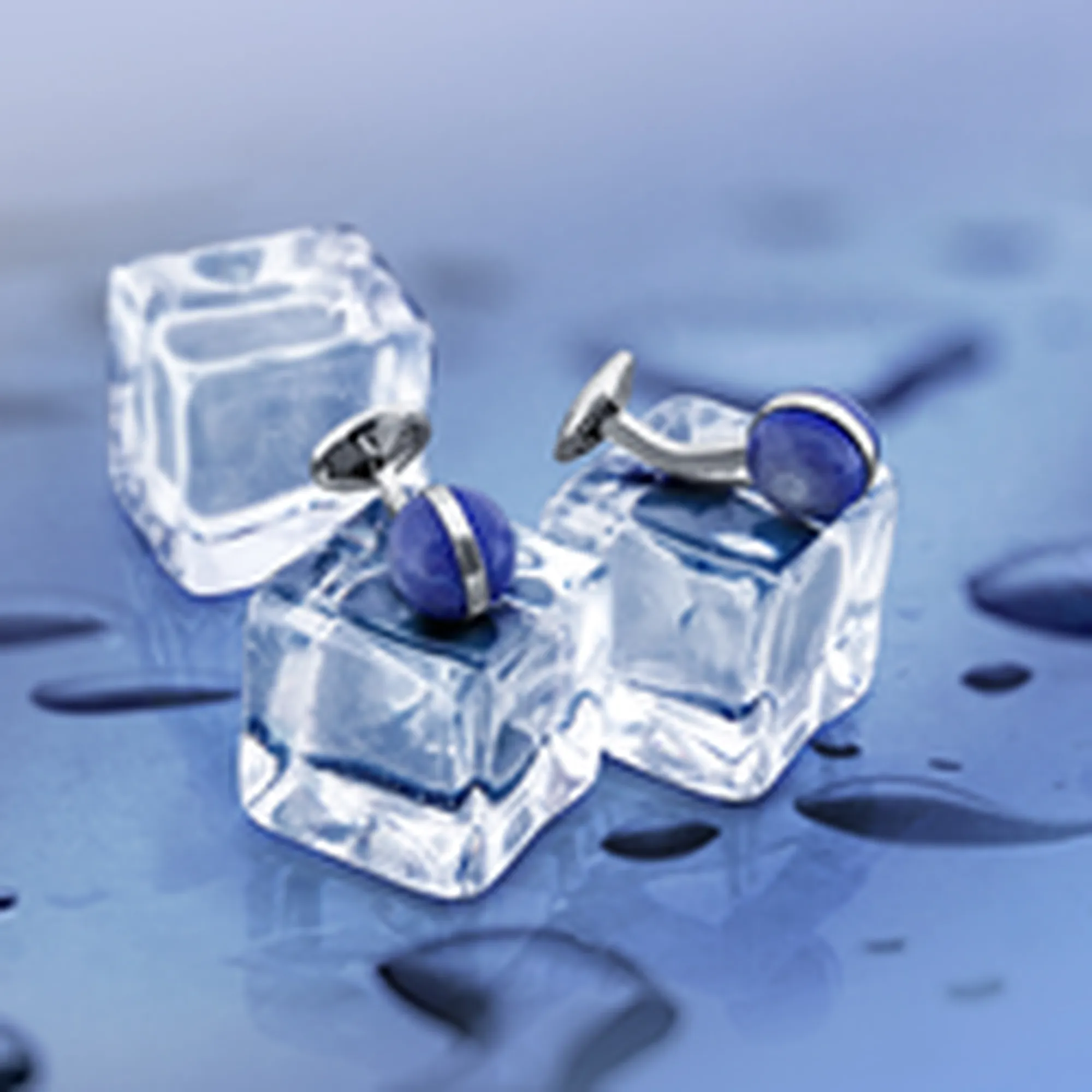 Guilloche Sphere cufflinks in lapis with rhodium finish