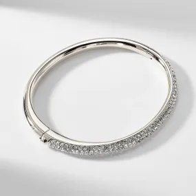 HALF PAVE CZ HINGED OVAL BANGLE