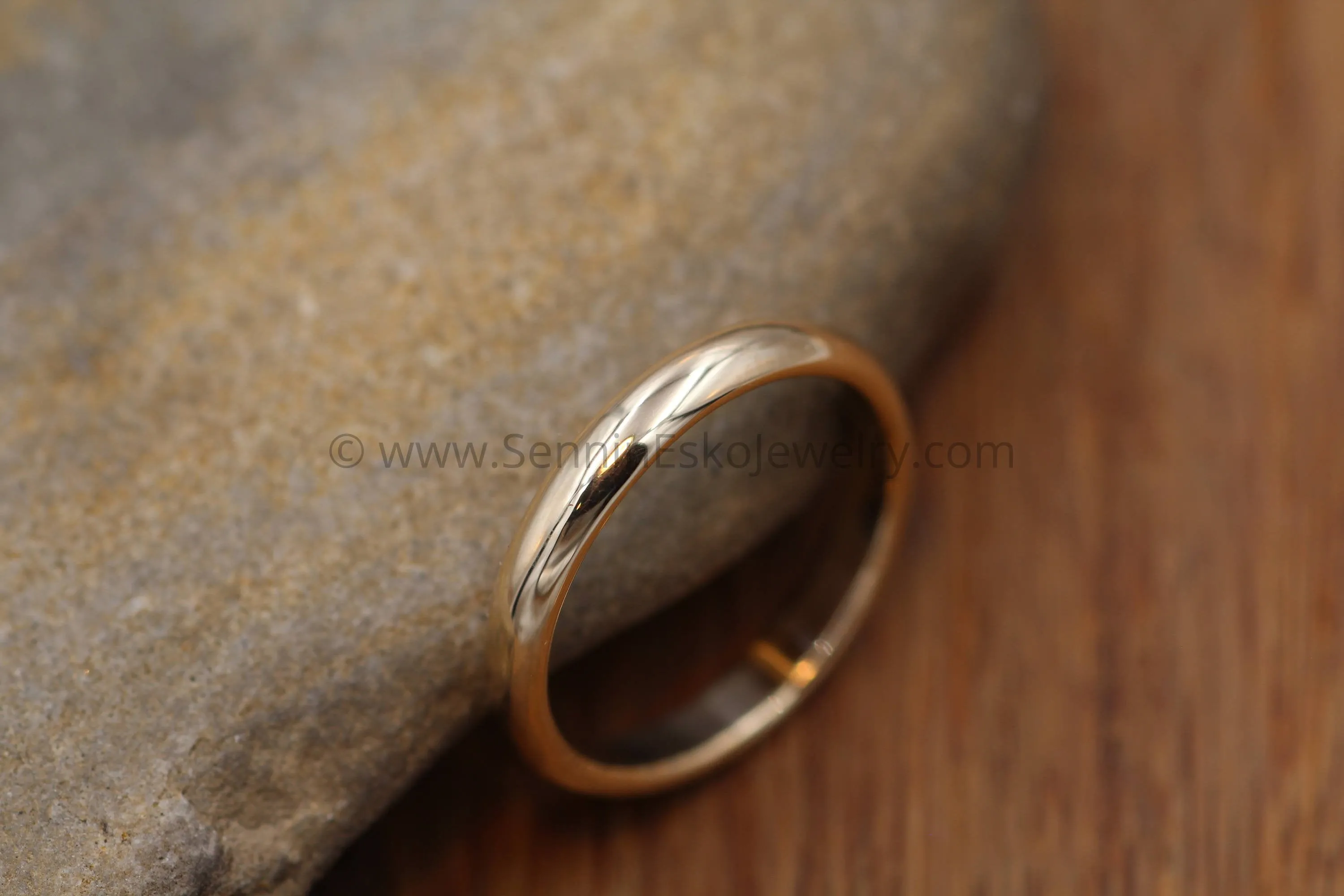 Half Round 3x1.5mm 14kt Yellow Gold Band - Glossy Finish