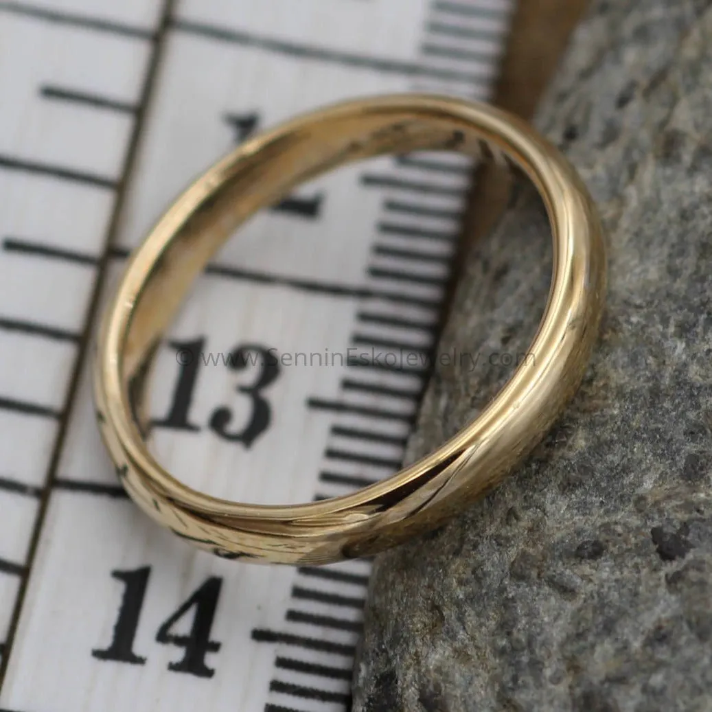 Half Round 3x1.5mm 14kt Yellow Gold Band - Glossy Finish