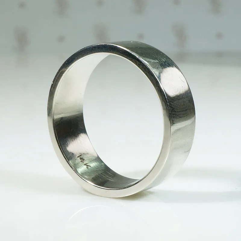 Handsome Flat 14k White Gold Wedding Band