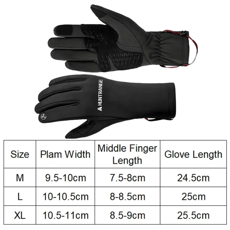 HUNTRANGE A037 Plus Velvet Sports Windproof Waterproof Touch Screen Riding Gloves, Size: M(Black)