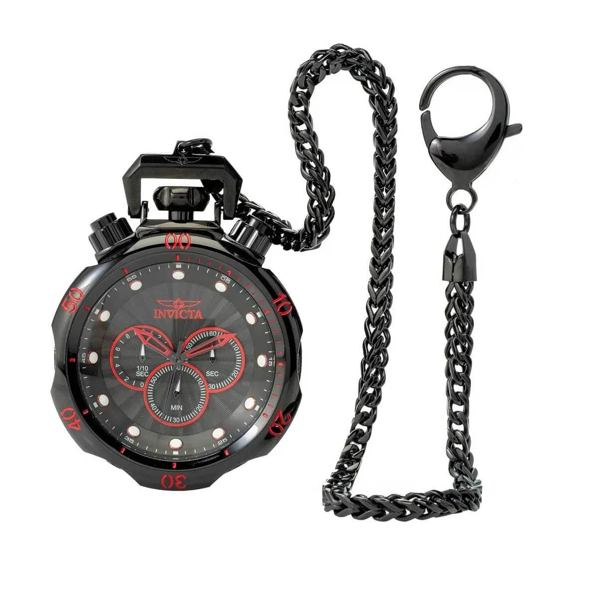 Invicta Men's Japanese Quartz Pocket Watch - Venom Chronograph Black Chain | 34694