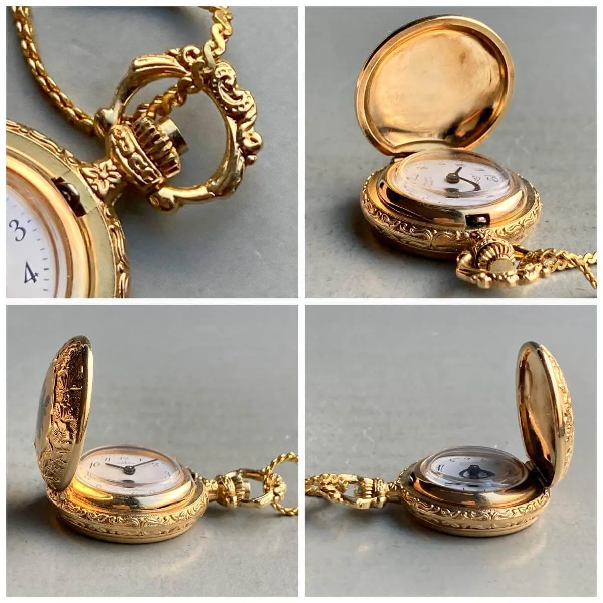 Itraco Pocket Watch Pendant Watch with Chain Antique 22mm