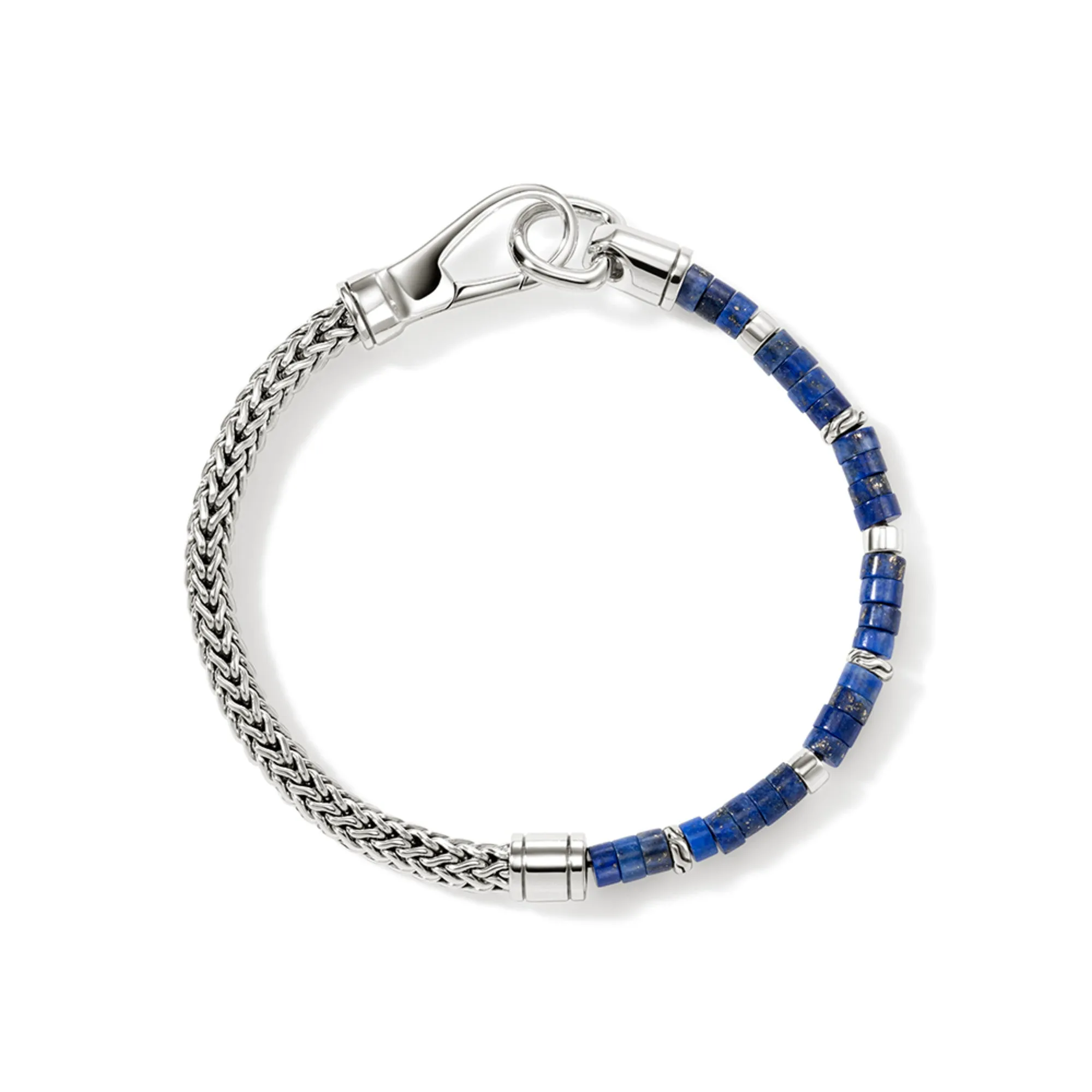 JOHN HARDY LARGE STERLING SILVER LAPIS CHAIN BRACELET