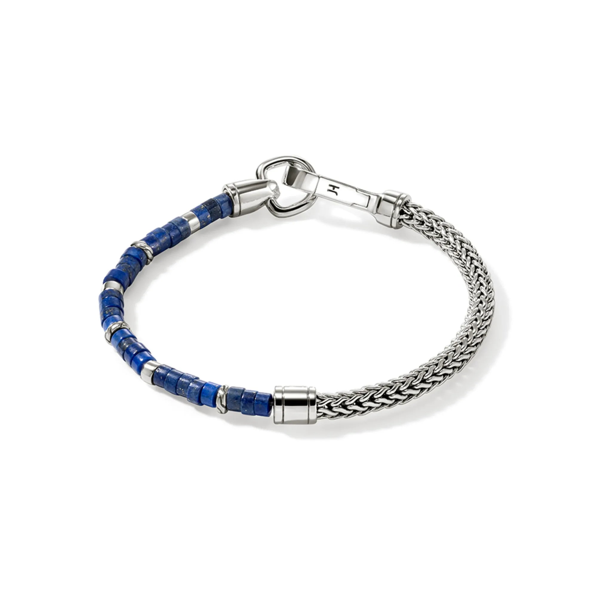 JOHN HARDY LARGE STERLING SILVER LAPIS CHAIN BRACELET