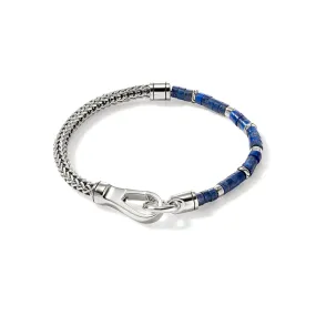 JOHN HARDY LARGE STERLING SILVER LAPIS CHAIN BRACELET