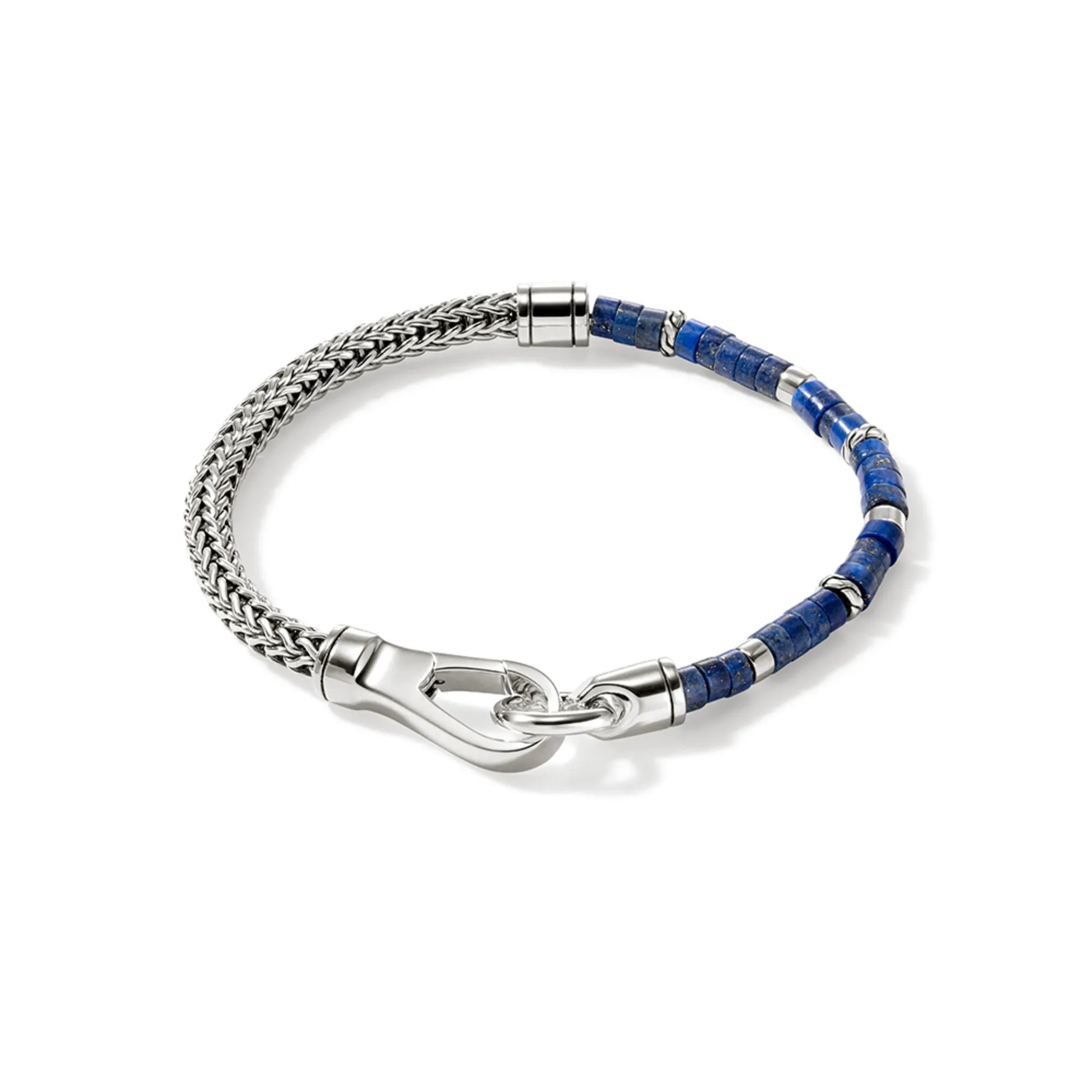 JOHN HARDY LARGE STERLING SILVER LAPIS CHAIN BRACELET