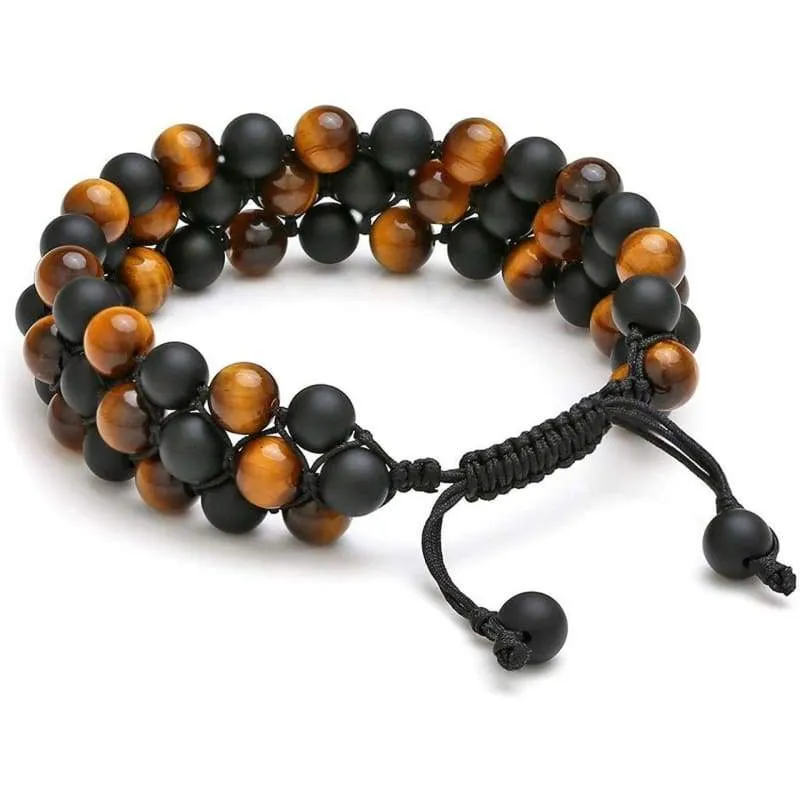 Jovivi Beads Chakra Bracelet Tigers Eye Gemstone Black Onyx Obsidian Lava Rock Stone Essential Oil Diffuser Bracelet Natural Energy Yoga Healing Crystals Bracelet Adjustble for Women Men