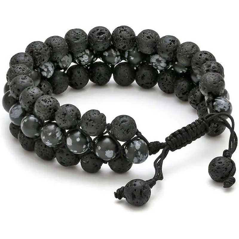 Jovivi Beads Chakra Bracelet Tigers Eye Gemstone Black Onyx Obsidian Lava Rock Stone Essential Oil Diffuser Bracelet Natural Energy Yoga Healing Crystals Bracelet Adjustble for Women Men