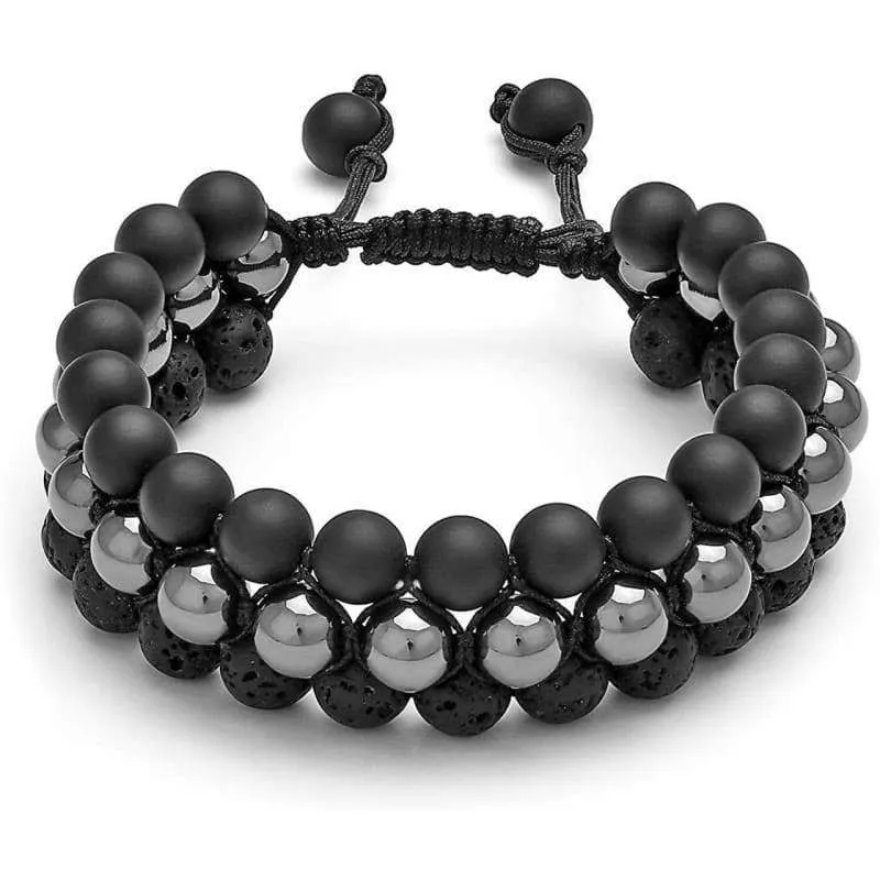 Jovivi Beads Chakra Bracelet Tigers Eye Gemstone Black Onyx Obsidian Lava Rock Stone Essential Oil Diffuser Bracelet Natural Energy Yoga Healing Crystals Bracelet Adjustble for Women Men