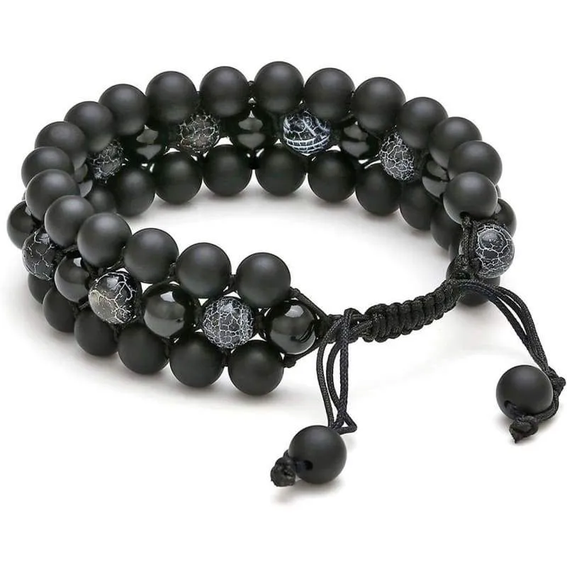 Jovivi Beads Chakra Bracelet Tigers Eye Gemstone Black Onyx Obsidian Lava Rock Stone Essential Oil Diffuser Bracelet Natural Energy Yoga Healing Crystals Bracelet Adjustble for Women Men