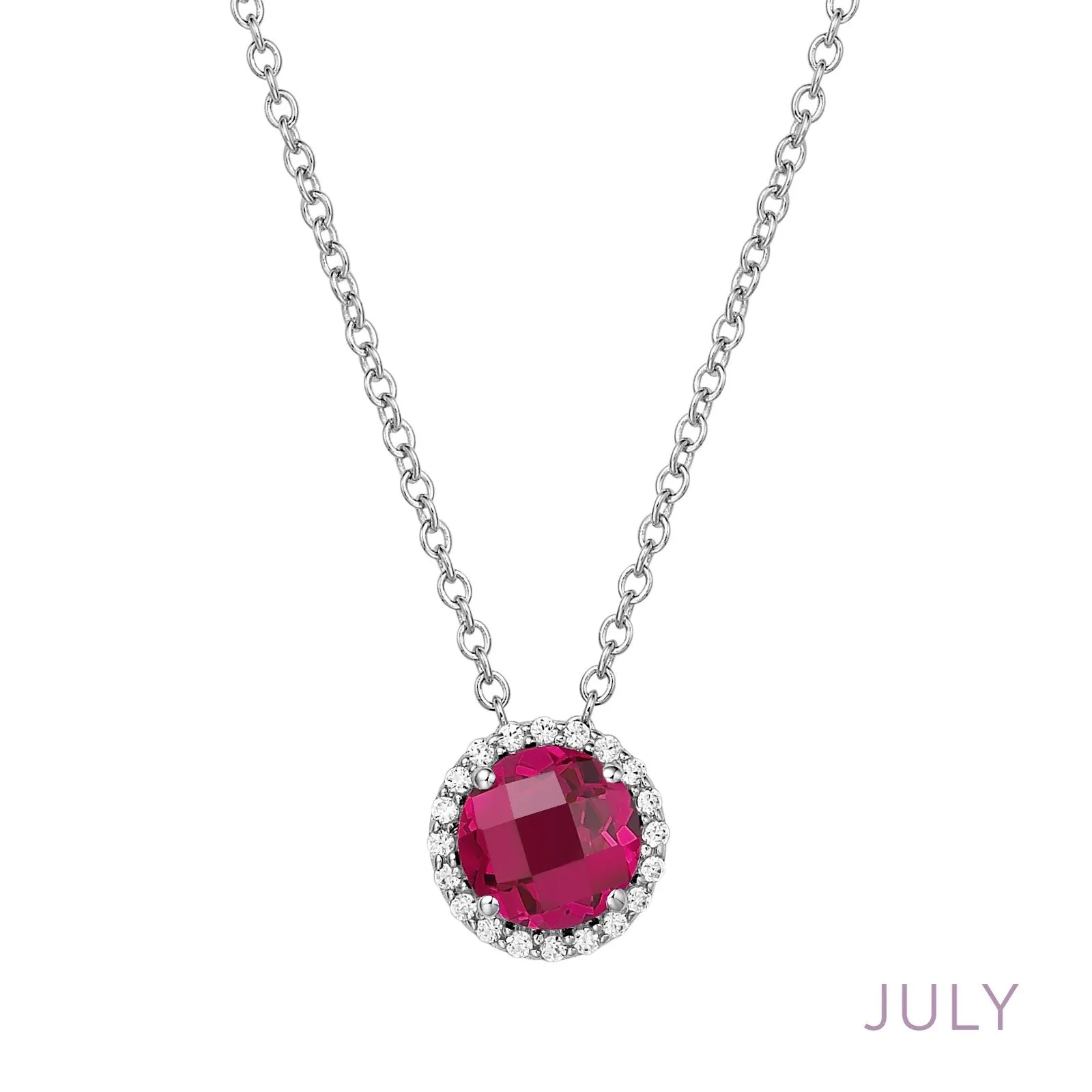 Lafonn Birthstone Round July Ruby Necklace BN001RBP18