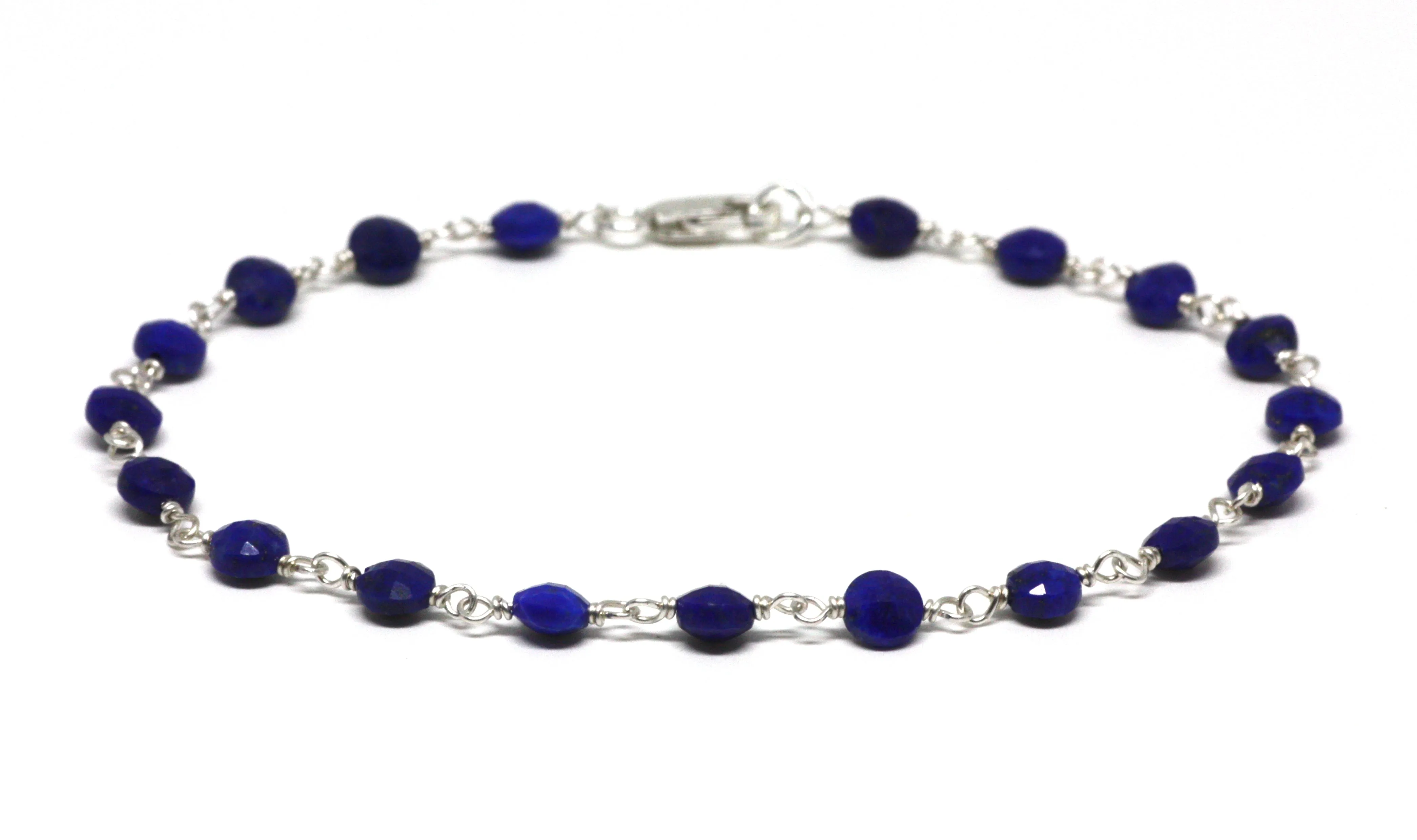 Lapis Lazuli Bracelet in Wire Wrapped Silver