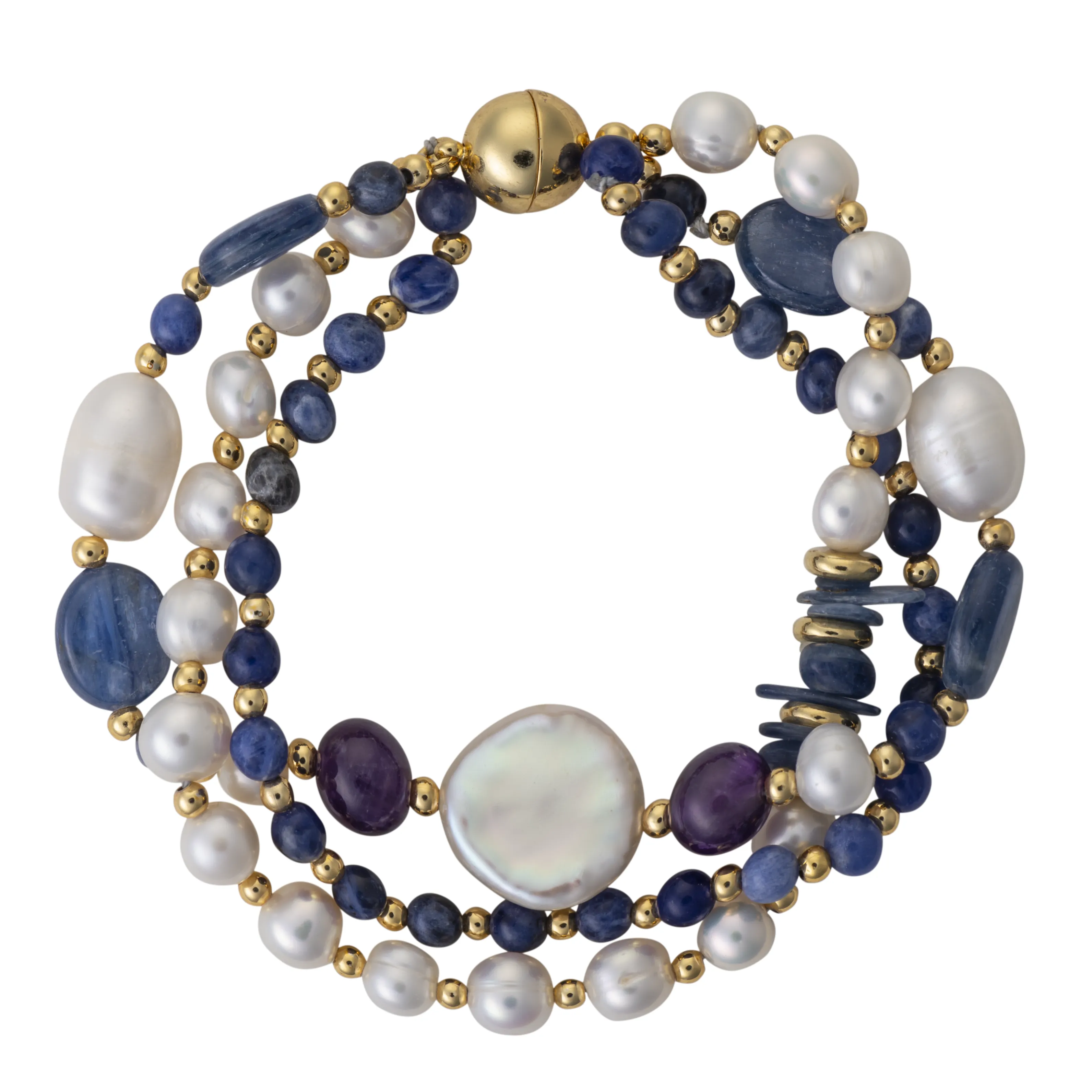 Lapis, sodalite, and pearl bracelet