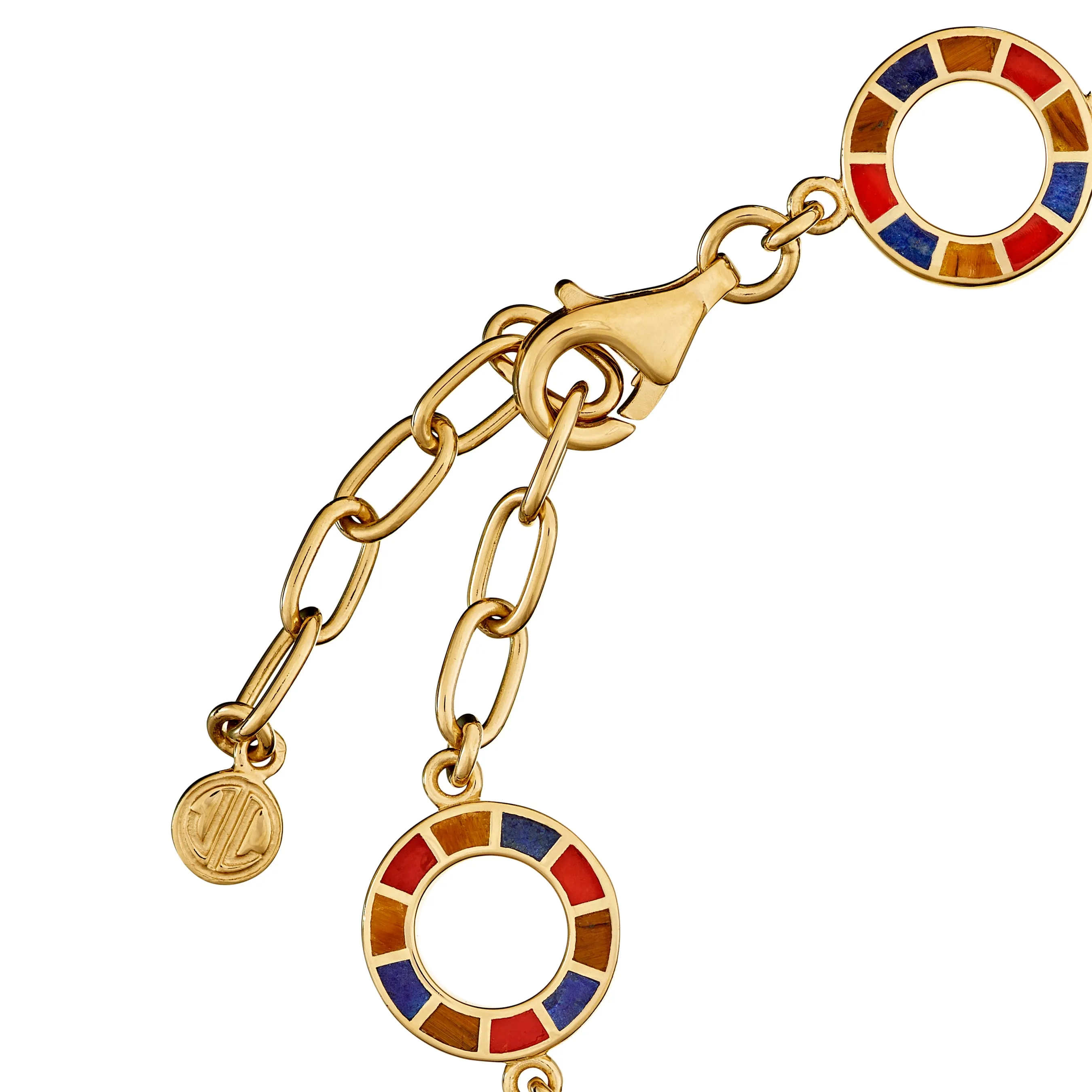 Lapis, Tigers Eye, and Carnelian All Around Dash Circle 18Kt Bracelet