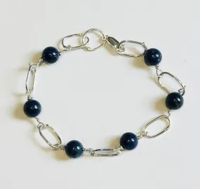 Lapiz Lazuli & Sterling Silver Bracelet (FH52)